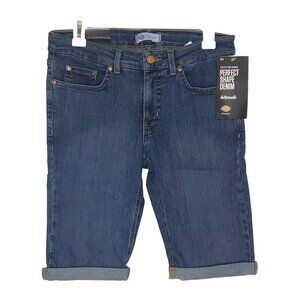 Dickies Women's Perfect Shape Denim Bermuda Shorts Stonewashed Indigo Blue 2